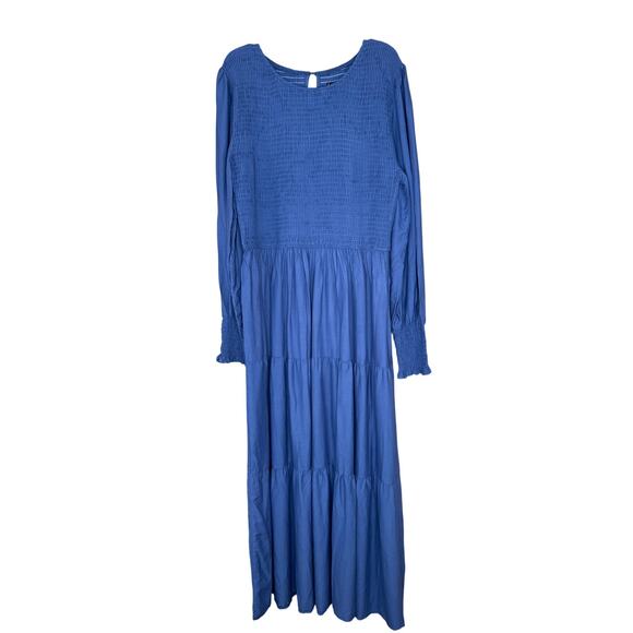 Zesica NWT Tiered Midi Maxi Dress, Size Large, Long Sleeve, Smocked Top, Rayon - Picture 1 of 9